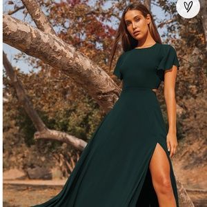Lulu's Garden Bliss Emerald Green Cutout Maxi Dress